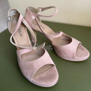 Suede high heel sandals